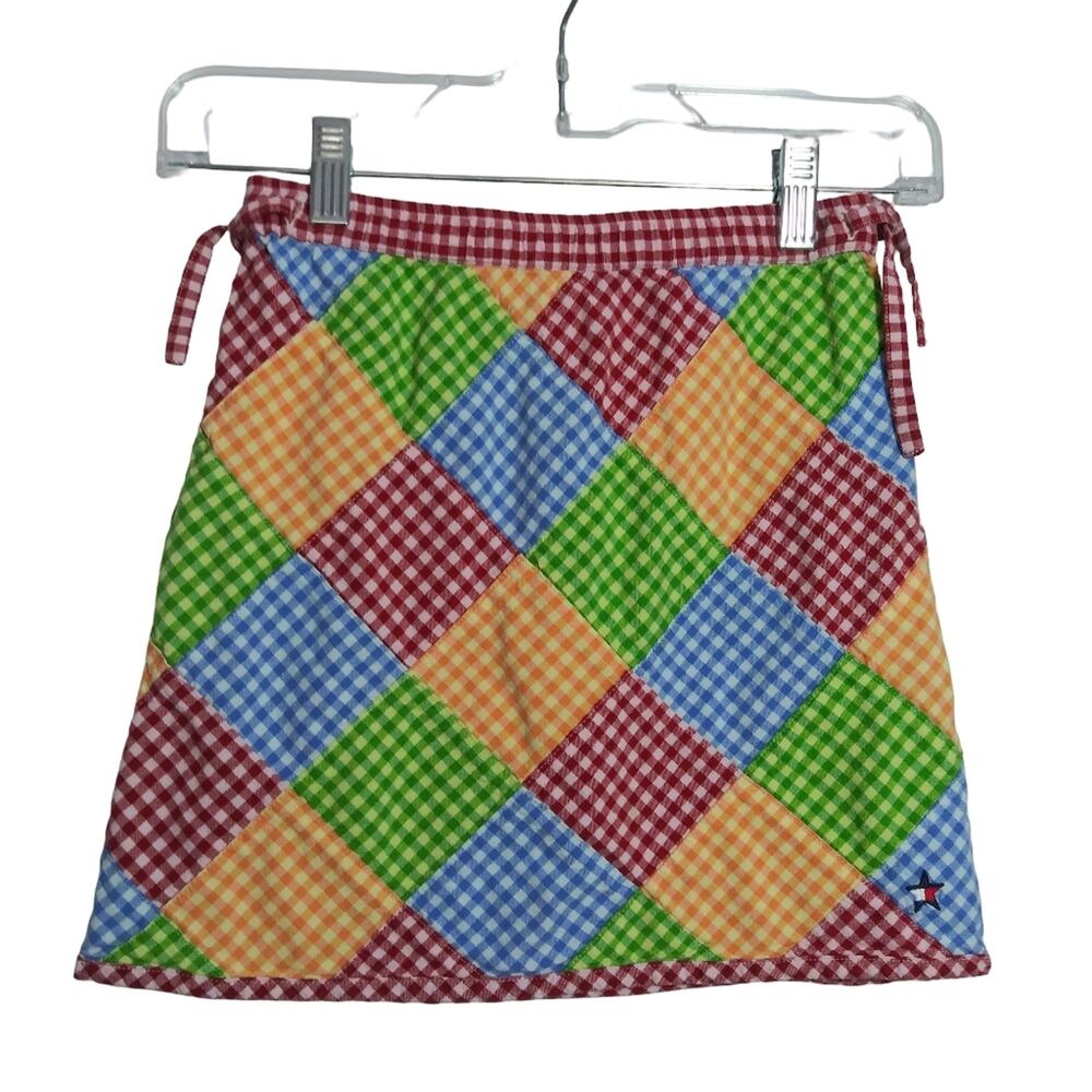 Vintage Tommy Hilfiger Colorful Checkered Patchwork Skirt Youth Girl Size Small